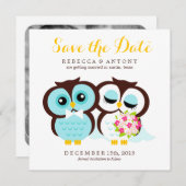 Bruid en Bruidegom Uilen Trouwkaart Save the Date (Voorkant / Achterkant)