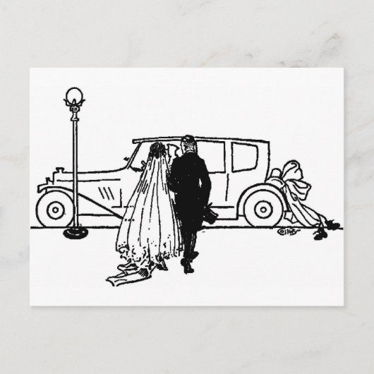 bruid en bruidegom uit 1920 briefkaart (Voorkant)