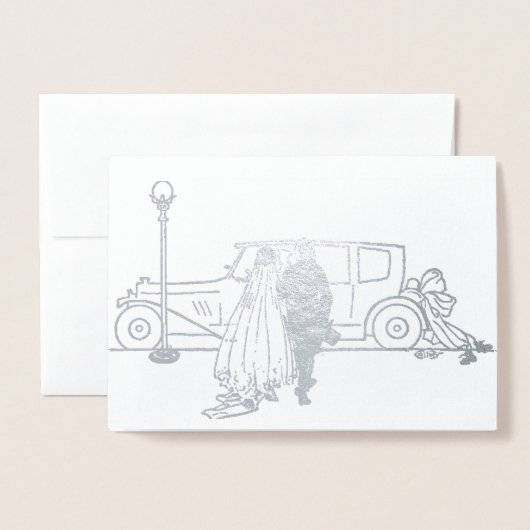 bruid en bruidegom uit 1920 folie kaarten (Voorkant met envelop)