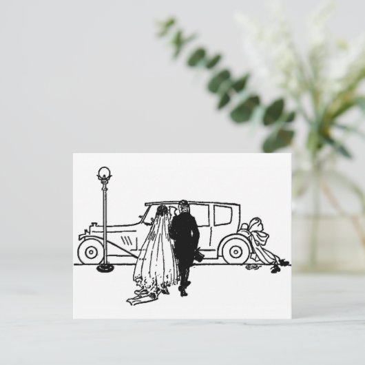 Bruid en bruidegom uit de jaren 1920 briefkaart (Staand voorkant)