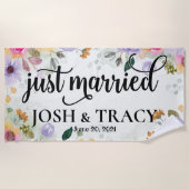 Bruid en Bruidegom, Vrouw en Man, Net Getrouwd Strandlaken (Voorkant)