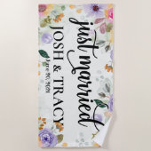 Bruid en Bruidegom, Vrouw en Man, Net Getrouwd Strandlaken (Voorkant)