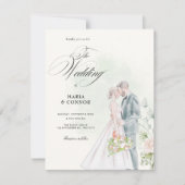 Bruid en bruidegom waterverf kaart (Voorkant)