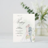 Bruid en bruidegom waterverf kaart (Staand voorkant)