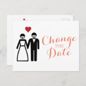 Bruid en Bruidegom Wijzig de Datum Aankondigingskaart (Voorkant / Achterkant)