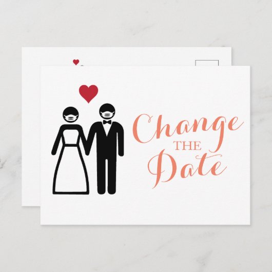Bruid en Bruidegom Wijzig de Datum Aankondigingskaart (Voorkant / Achterkant)