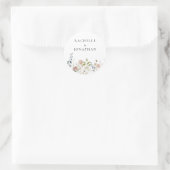 Bruid en bruidegom Wildflower Envelope Seal Ronde Sticker (Tas)