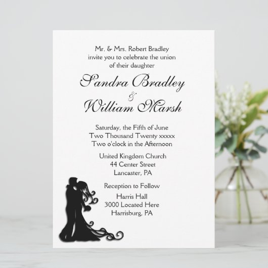 Bruid en Bruidegom Wit Kaart (Staand voorkant)