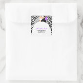 Bruid en bruidegom Zebra Patroon Bruiloft Vierkante Sticker (Tas)