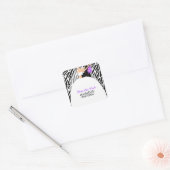 Bruid en bruidegom Zebra Patroon Bruiloft Vierkante Sticker (Envelop)