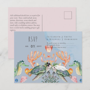 Bruid en Bruidegom Zeeschildpad Oceanische Levenss Briefkaart