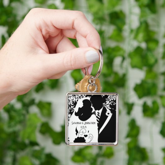 Bruid en bruidegom zwart-wit Sleutelhanger (Hand)