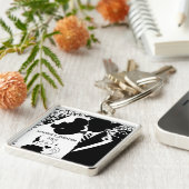 Bruid en bruidegom zwart-wit Sleutelhanger (Zijkant)