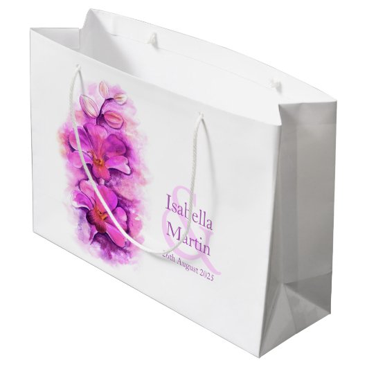 Bruid en bruidegom's bruiloft gunst cadeau tas groot cadeauzakje (Achterkant Gekanteld)