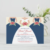 Bruid en bruidsmeisjes Bruids Brunch Uitnodigen (m Kaart (Staand voorkant)