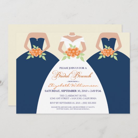 Bruid en bruidsmeisjes Bruids Brunch Uitnodigen (m Kaart (Voorkant / Achterkant)