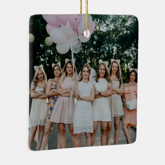 Bruid en bruidsmeisjes foto trouwdag Keepsake Keramisch Ornament (Rechts)