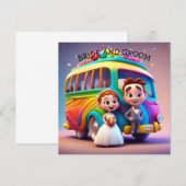  BRUID EN BRUIGOM EN DE RGENBOOGBUS  SAVE THE DATE (Voorkant / Achterkant)