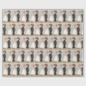 bruid en bruin op het strand cadeaupapier (Vlak)