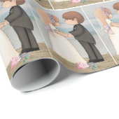 bruid en bruin op het strand cadeaupapier (Rol Hoek)