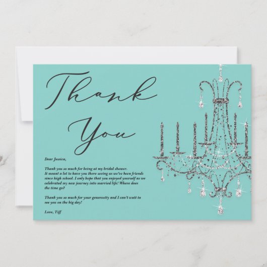 Bruid en Co Kroonluchter Blauw Dank u Kaart (Voorkant)