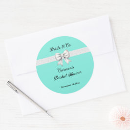 Bruid en Co. Witte Glitter Boog Bruiloftsfeest Ronde Sticker
