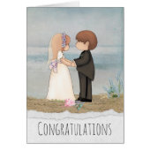 bruid en groom delen stemmen op het strand (Voorkant)