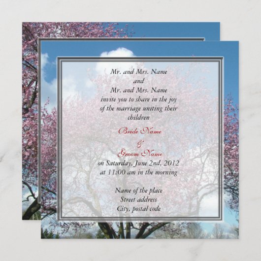 bruid - en groom - huwelijksuitnodiging voor ouder kaart (Voorkant / Achterkant)