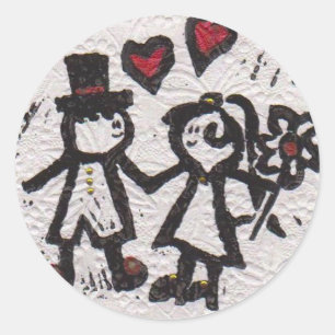 Bruid en Grrom 2 Ronde Sticker