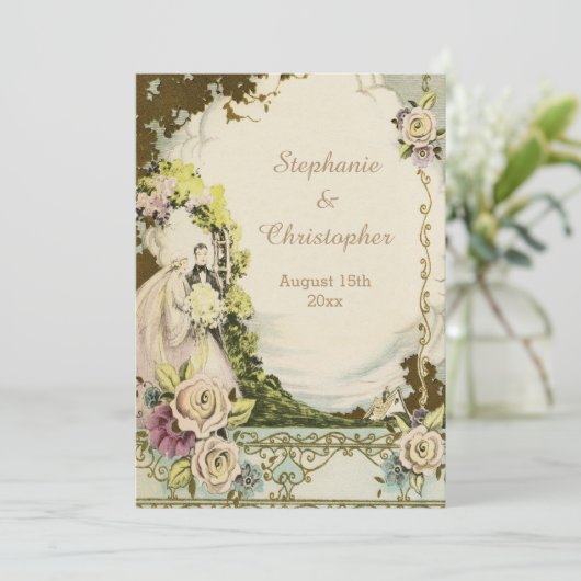 bruid en room Romantic bruiloft Kaart (Staand voorkant)