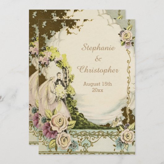  bruid en room Romantic bruiloft Kaart (Voorkant / Achterkant)