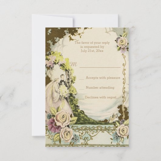 bruid en room Romantic Wedding RSVP (Achterkant)