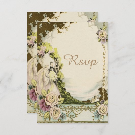  bruid en room Romantic Wedding RSVP (Voorkant / Achterkant)