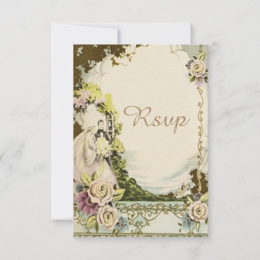 bruid en room Romantic Wedding RSVP Kaartje (Voorkant)