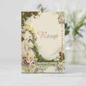 bruid en room Romantic Wedding RSVP Kaartje (Staand voorkant)
