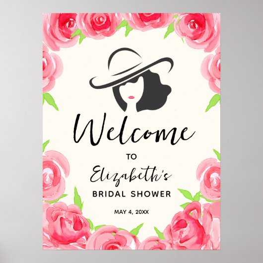 Bruid en Rozen Vrijgezellenfeest Welkom Poster (Voorkant)