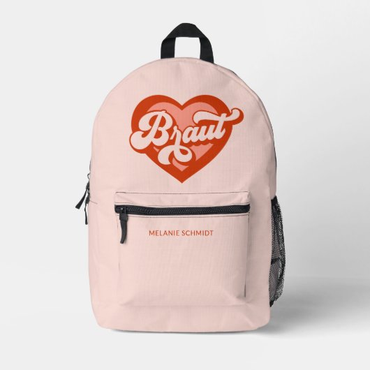 Bruid En Team Bruid Bachelorette Retro Hart  Bedrukte Rugzak (Voorkant)