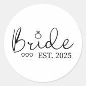 Bruid Est. 2025 Bride to be Fiancé Verloving Ronde Sticker (Voorkant)
