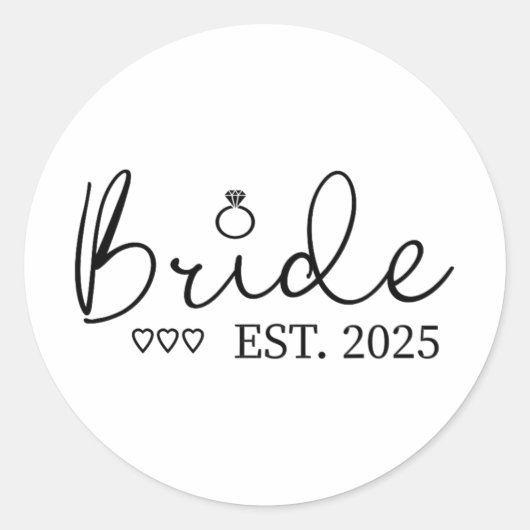 Bruid Est. 2025 Bride to be Fiancé Verloving Ronde Sticker (Voorkant)