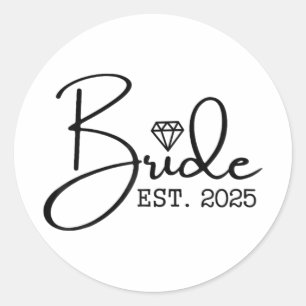 Bruid Est. 2025 Getrouwd Bruidsfeest Bache Ronde Sticker