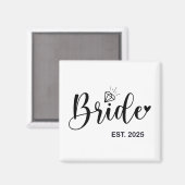 Bruid Est. 2025 Verloofde Mevrouw Echtgenote Vrijg Magneet (Voorkant / Achterkant)