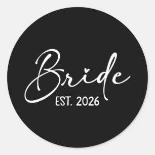 Bruid est 2026 bijpassende bruid bruidegom die zic ronde sticker