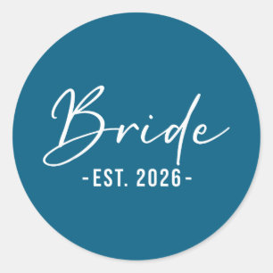 Bruid est 2026 bijpassende bruid bruidegom die zic ronde sticker