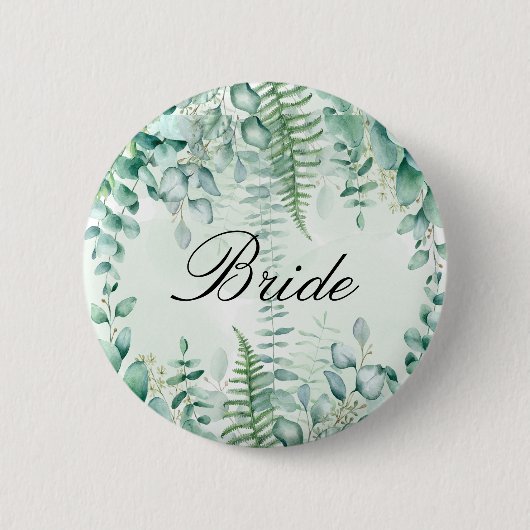 Bruid eucalyptus groen gebladerte boslandschap bos ronde button 5,7 cm (Voorkant)