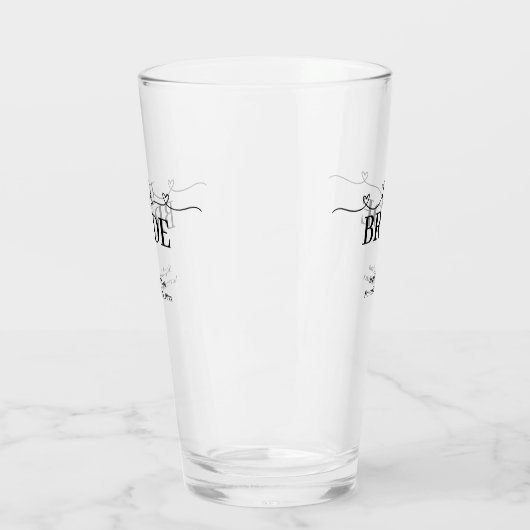 Bruid Fancy Script met Harten Bruiloft Glas (Links)