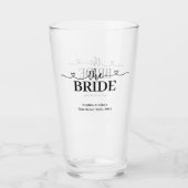 Bruid Fancy Script met Harten Bruiloft Glas (Voorkant)