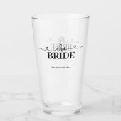 Bruid Fancy Script met Harten Bruiloft Glas (Voorkant)