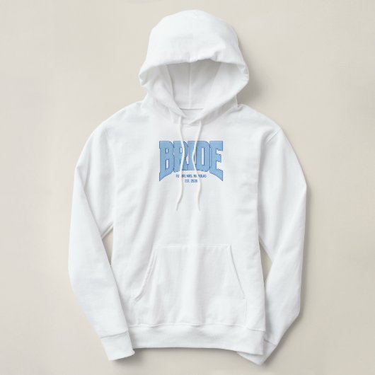 BRUID Faux Glitter Varsity Verlovings Bruidsjurk Hoodie (Design voorkant)
