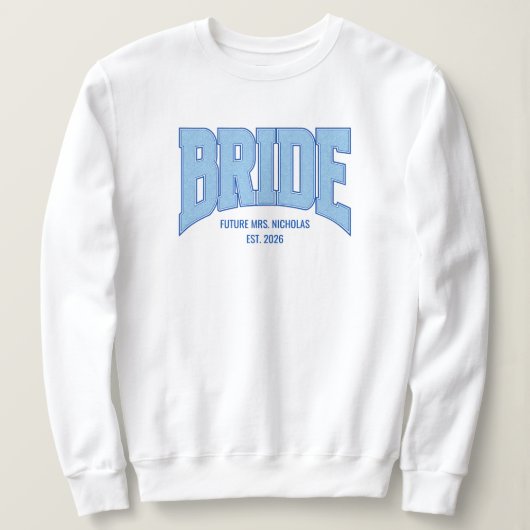 BRUID Faux Glitter Varsity Verlovings Bruidsjurk Trui (Design voorkant)