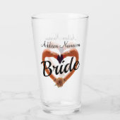 Bruid Flamingo Wedding Heart Glas (Achterkant)